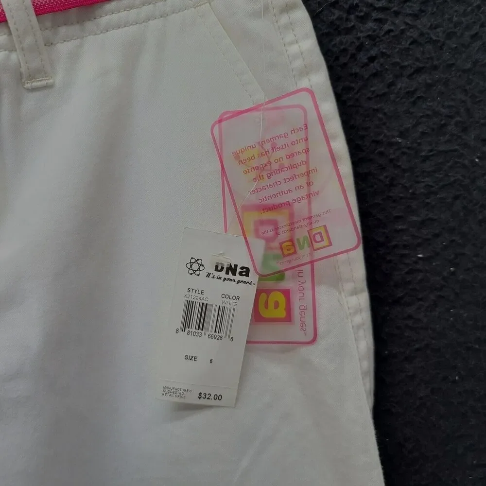 DNA Womens Jeans White Size Small 100% Cotton Belted Zip Button Closure Pockets